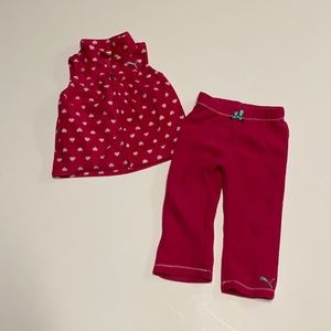 Hot pink Puma fleece vest/pant set girl size 18m